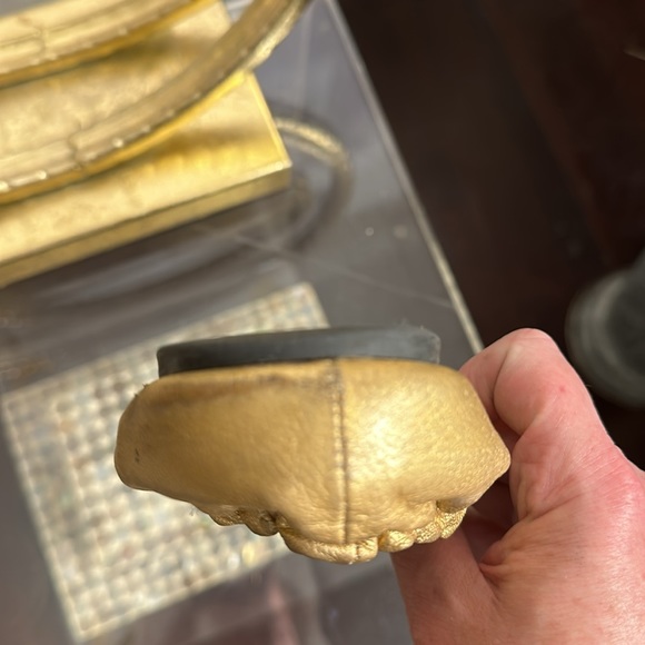 Tory Burch Reva Metallic Gold Ballet Flat With Gold Metal Double T Logo - Picture 13 of 16